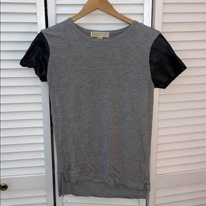 Grey and black leather tshirt - Michael Kors